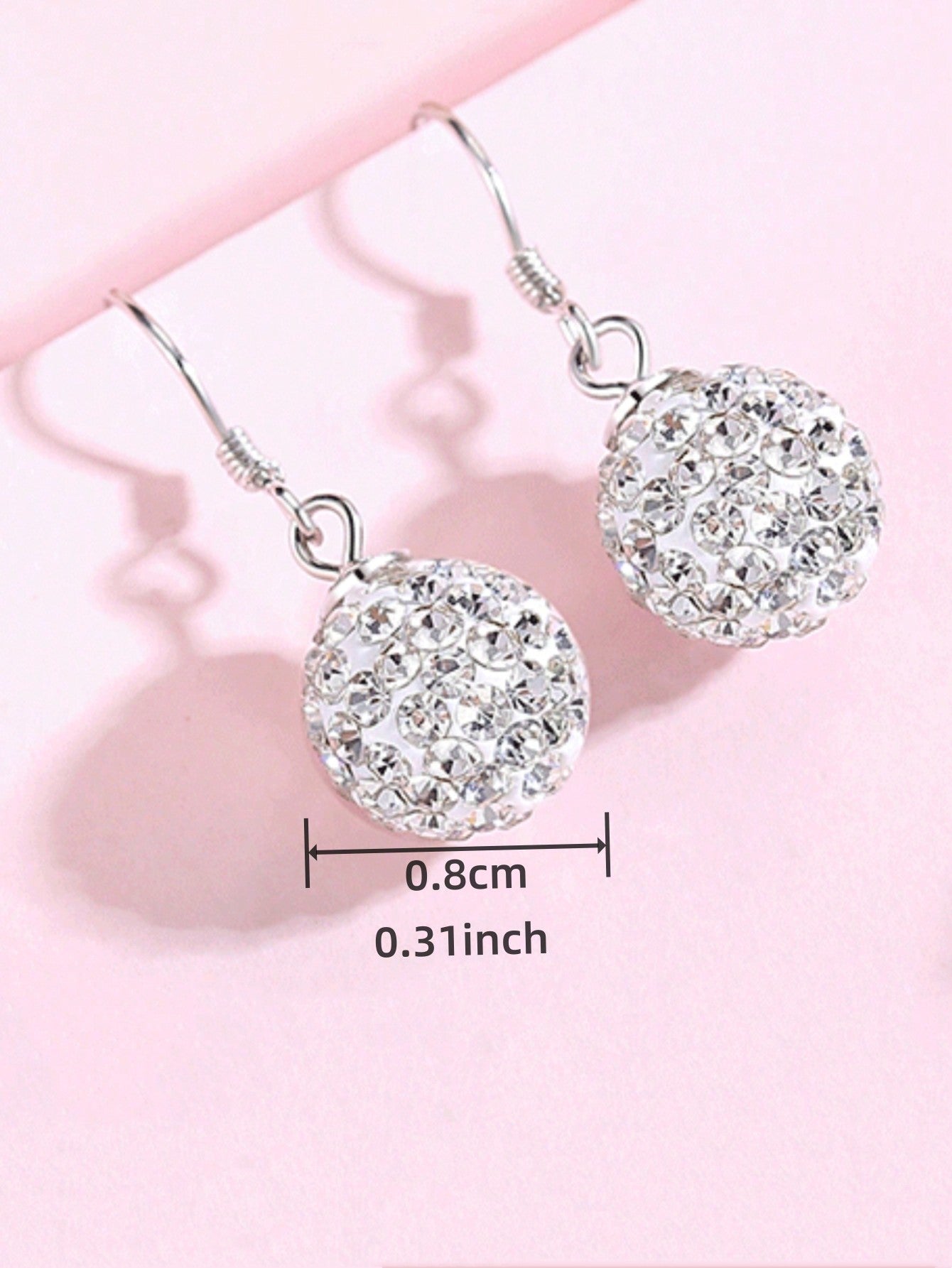 Silver Austrian Crystal Sparkling Ball Hook Earrings - Negative Apparel