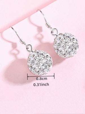 Silver Austrian Crystal Sparkling Ball Hook Earrings - Negative Apparel