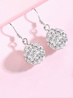 Silver Austrian Crystal Sparkling Ball Hook Earrings - Negative Apparel