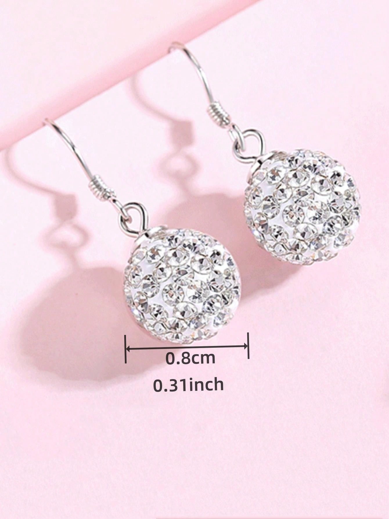 Silver Austrian Crystal Sparkling Ball Hook Earrings - Negative Apparel