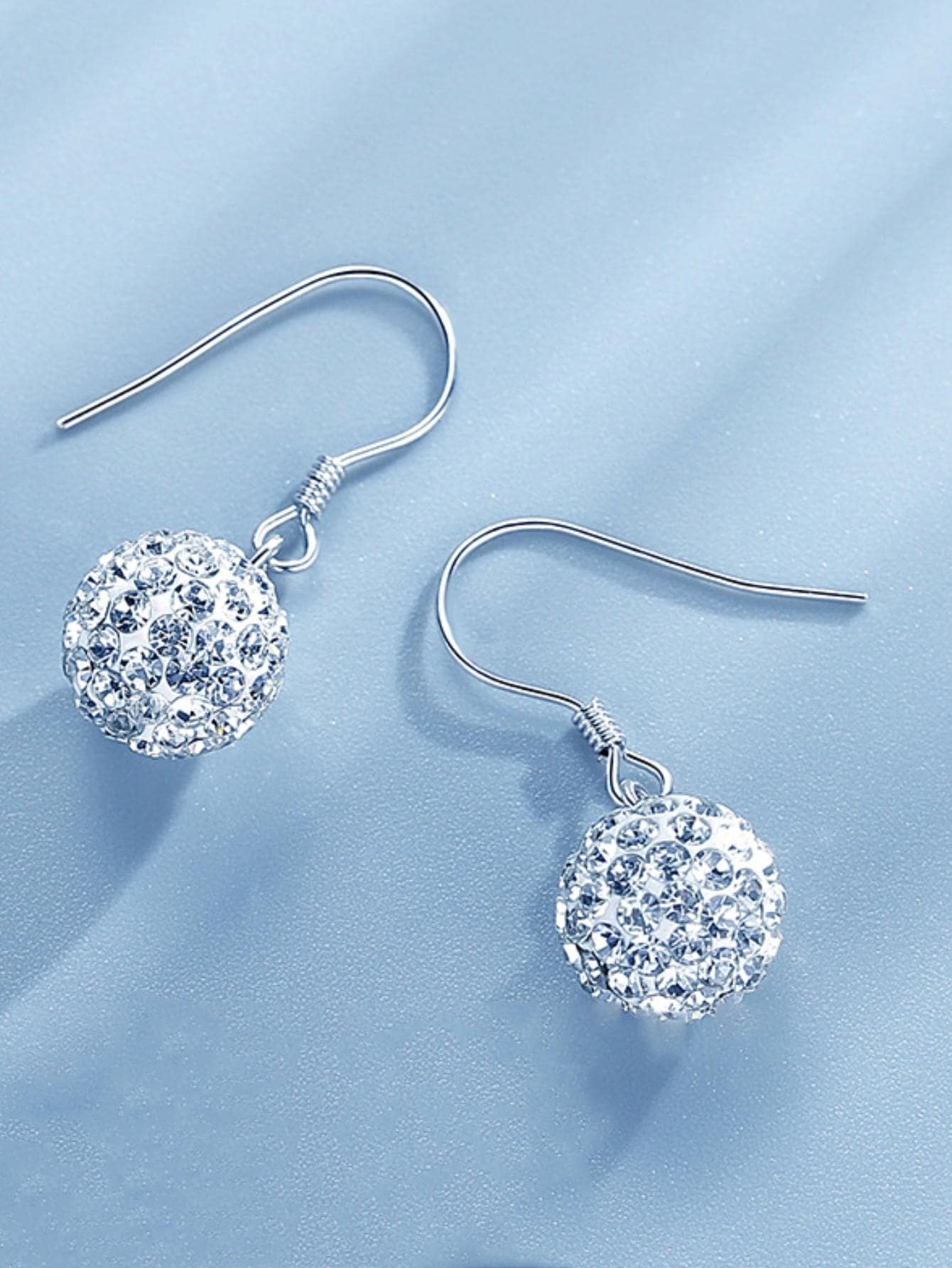 Silver Austrian Crystal Sparkling Ball Hook Earrings - Negative Apparel