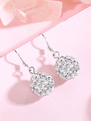 Silver Austrian Crystal Sparkling Ball Hook Earrings - Negative Apparel