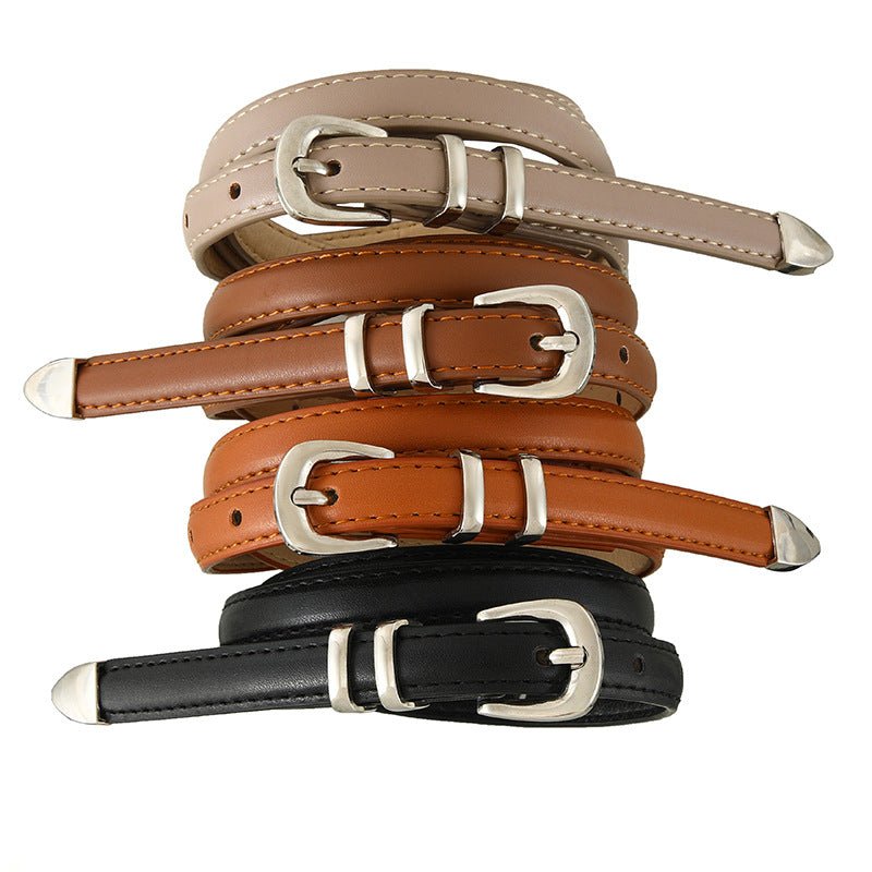 Simple Buckle Thin Women Belt - Negative Apparel