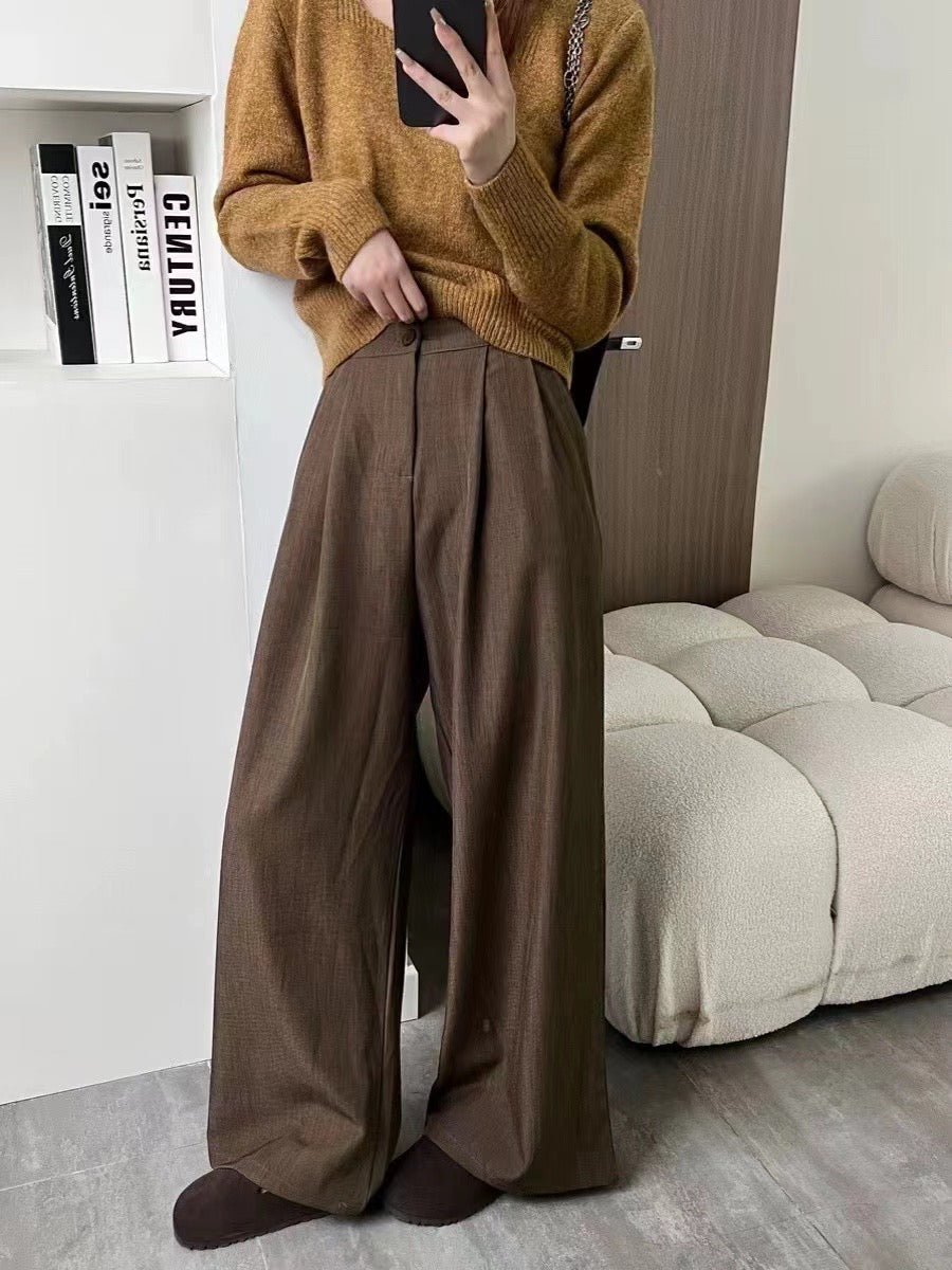 Single Button Wide Leg Pants - Negative Apparel