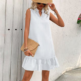 Sleeveless ruffled A - line vest dress - Negative Apparel