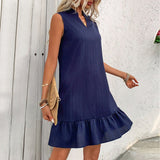 Sleeveless ruffled A - line vest dress - Negative Apparel