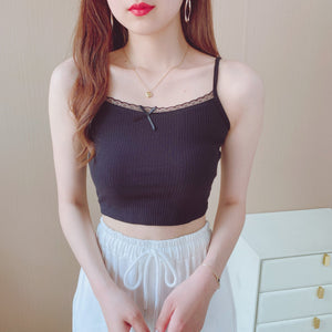 Small floral lace edge sling vest women's summer 2025 new bm style sexy versatile and thin outer wear base tide - Negative Apparel