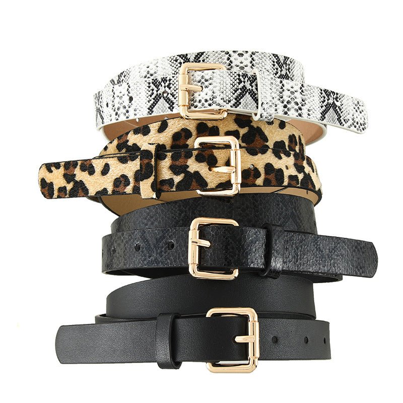 Snake pattern belt women's belt jeans versatile ladies decorative black pants belt student simple trendy casual - Negative Apparel
