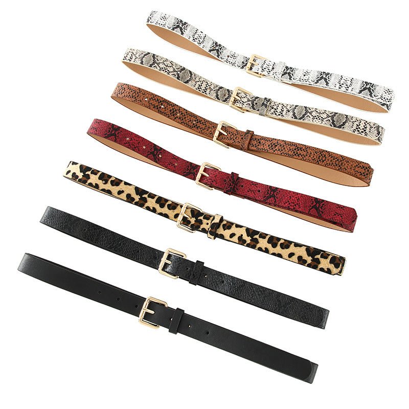 Snake pattern belt women's belt jeans versatile ladies decorative black pants belt student simple trendy casual - Negative Apparel