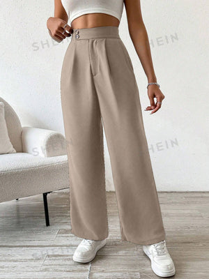 Solid Color Button & Pleated Dress Pants - Negative Apparel