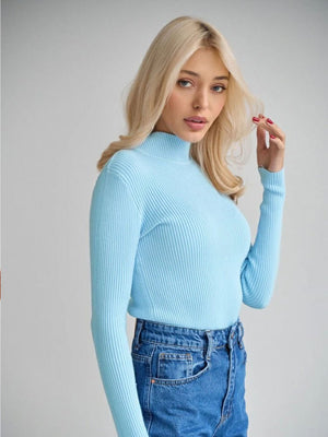 Solid color half turtleneck slim fit knitted winter top - Negative Apparel