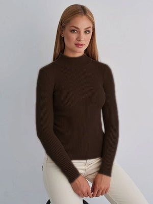 Solid color half turtleneck slim fit knitted winter top - Negative Apparel