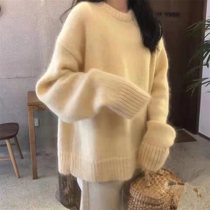 Solid color knitted sweater soft & loose outer wear - Negative Apparel