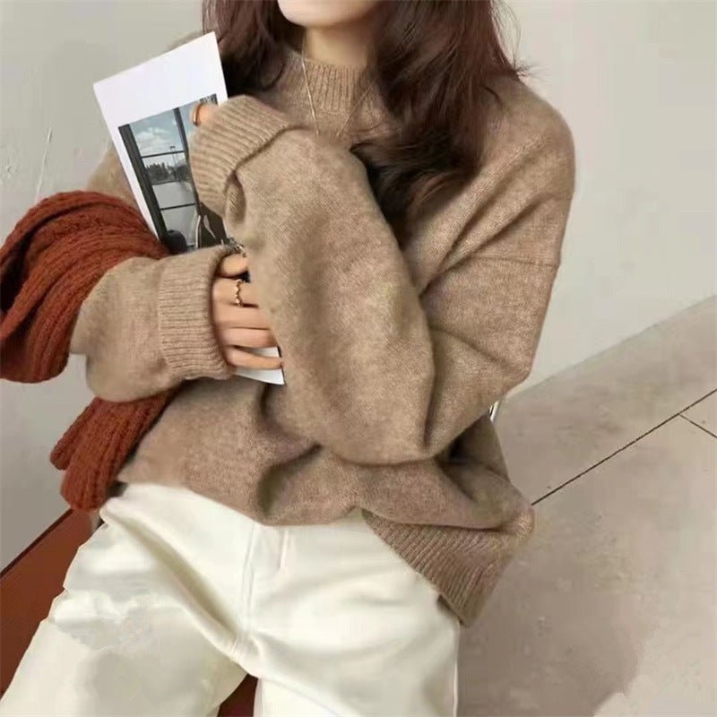 Solid color knitted sweater soft & loose outer wear - Negative Apparel