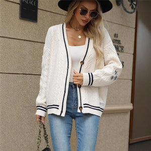 Solid color long - sleeved cardigan for women, bat - wing knitted single - breasted sweater - Negative Apparel