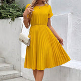 Solid color loose polyester A - shaped skirt Amazon women's clothing - Negative Apparel
