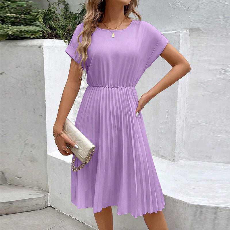 Solid color loose polyester A - shaped skirt Amazon women's clothing - Negative Apparel