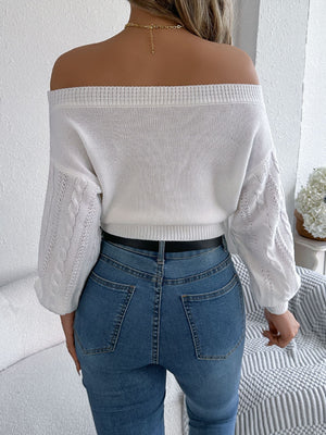 Solid color one - shoulder off - shoulder long - sleeved sweater - Negative Apparel