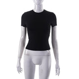 Solid color round neck short sleeve basic T-shirt top - Negative Apparel