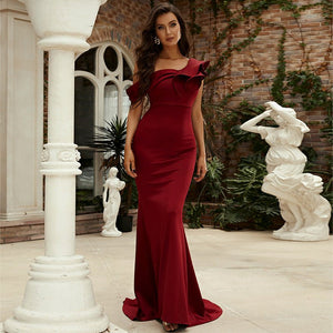 Solid color slim small tail evening dress - Negative Apparel