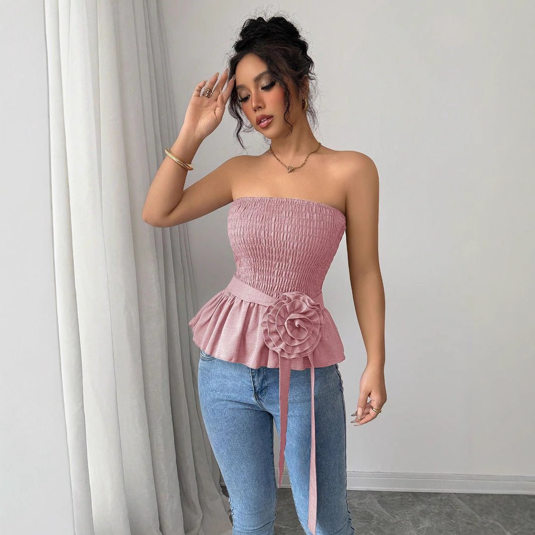 Solid color tube top French unique and beautiful small top - Negative Apparel