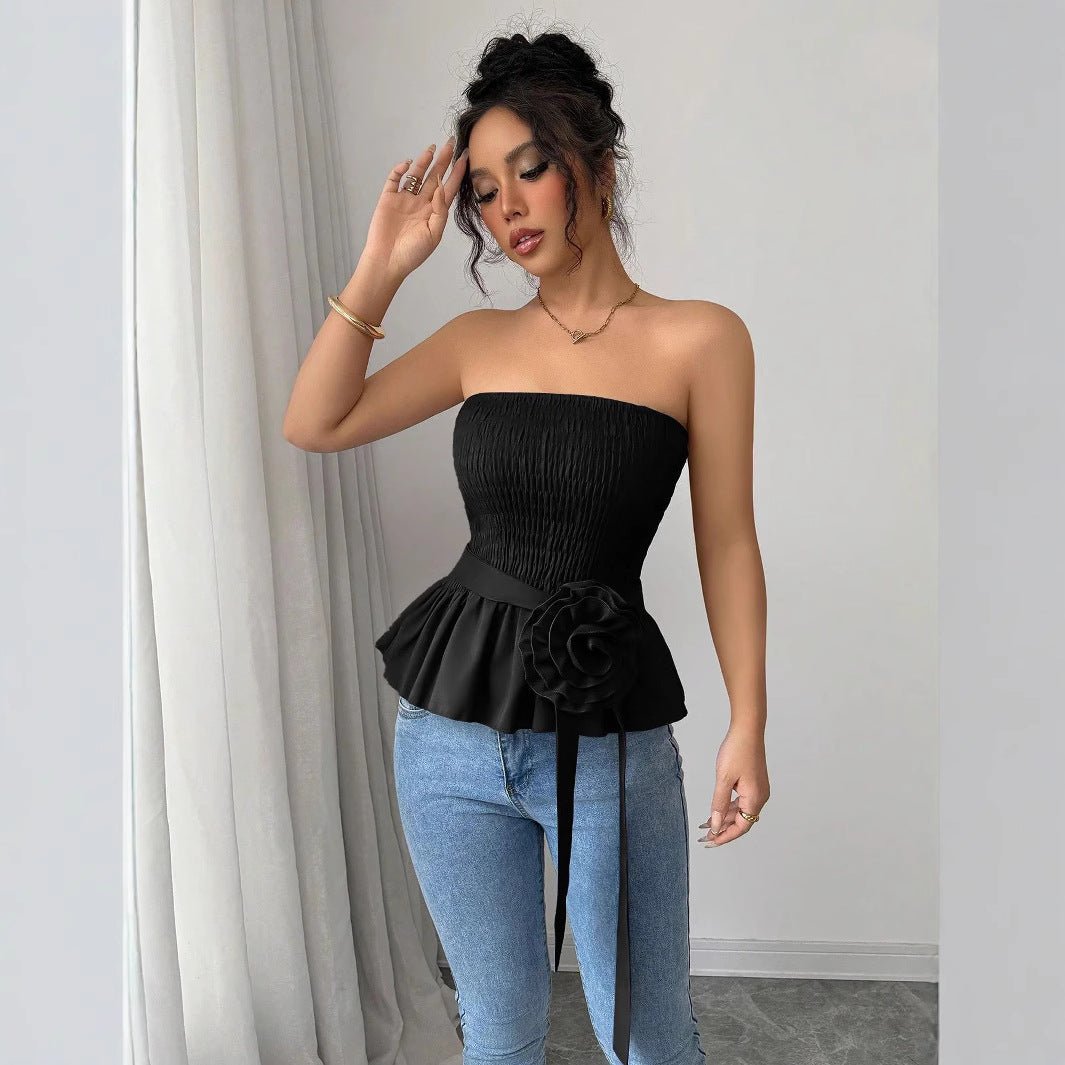 Solid color tube top French unique and beautiful small top - Negative Apparel