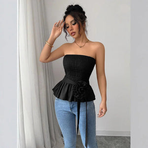 Solid color tube top French unique and beautiful small top - Negative Apparel