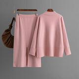 Solid color turtleneck sweater split - ended half - body hip skirt two - piece set - Negative Apparel