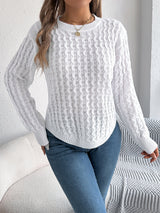 Solid color twisted lantern sleeve irregular hem sweater - Negative Apparel