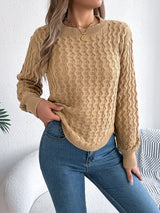 Solid color twisted lantern sleeve irregular hem sweater - Negative Apparel