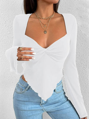 Solid Color V - Neck Horn Sleeve T-Shirt - Negative Apparel