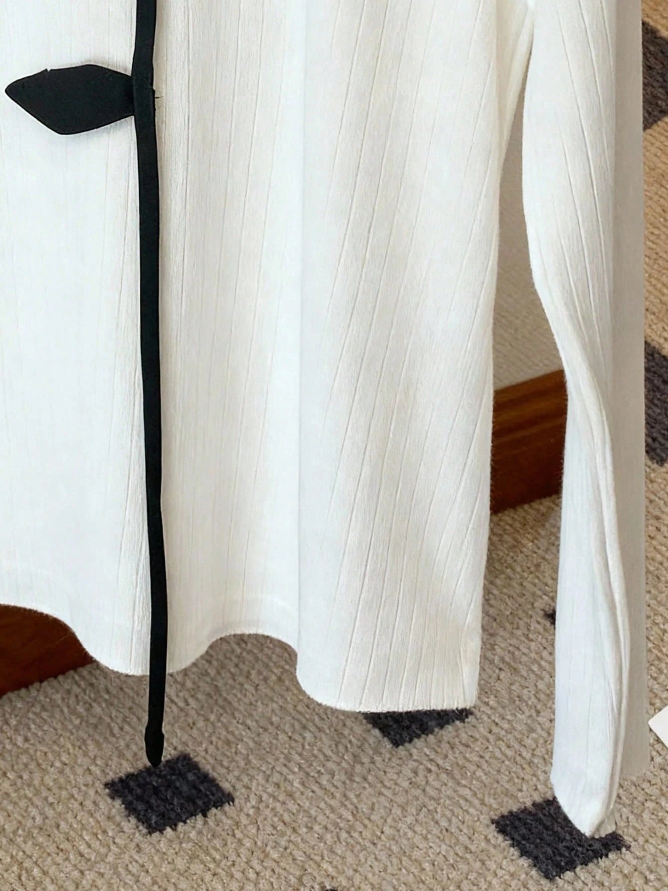 Solid White Stand Collar Long Sleeve Knit T-Shirt FD - Negative Apparel