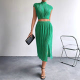 Split skirt sleeveless slim top two - piece set summer sxy skirt set women - Negative Apparel