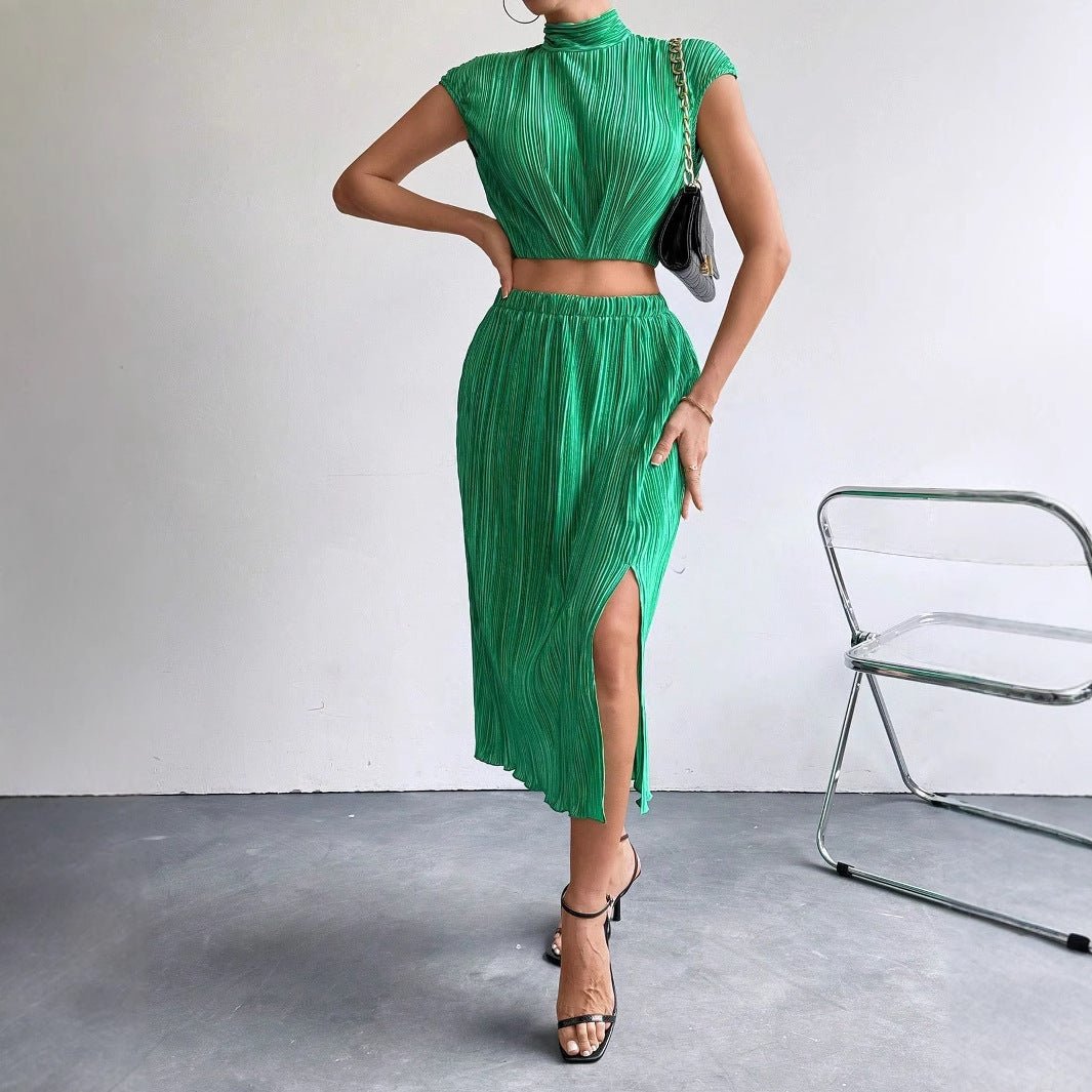 Split skirt sleeveless slim top two - piece set summer sxy skirt set women - Negative Apparel