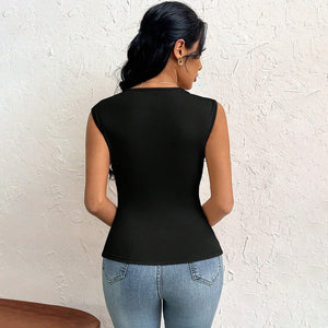Spring 2025 Sleeveless Diagonal - Collar Slim - Fit T-Shirt - Negative Apparel
