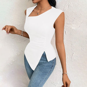 Spring 2025 Sleeveless Diagonal - Collar Slim - Fit T-Shirt - Negative Apparel