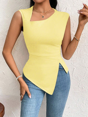 Spring 2025 Sleeveless Diagonal - Collar Slim - Fit T-Shirt - Negative Apparel