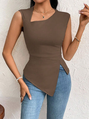 Spring 2025 Sleeveless Diagonal - Collar Slim - Fit T-Shirt - Negative Apparel