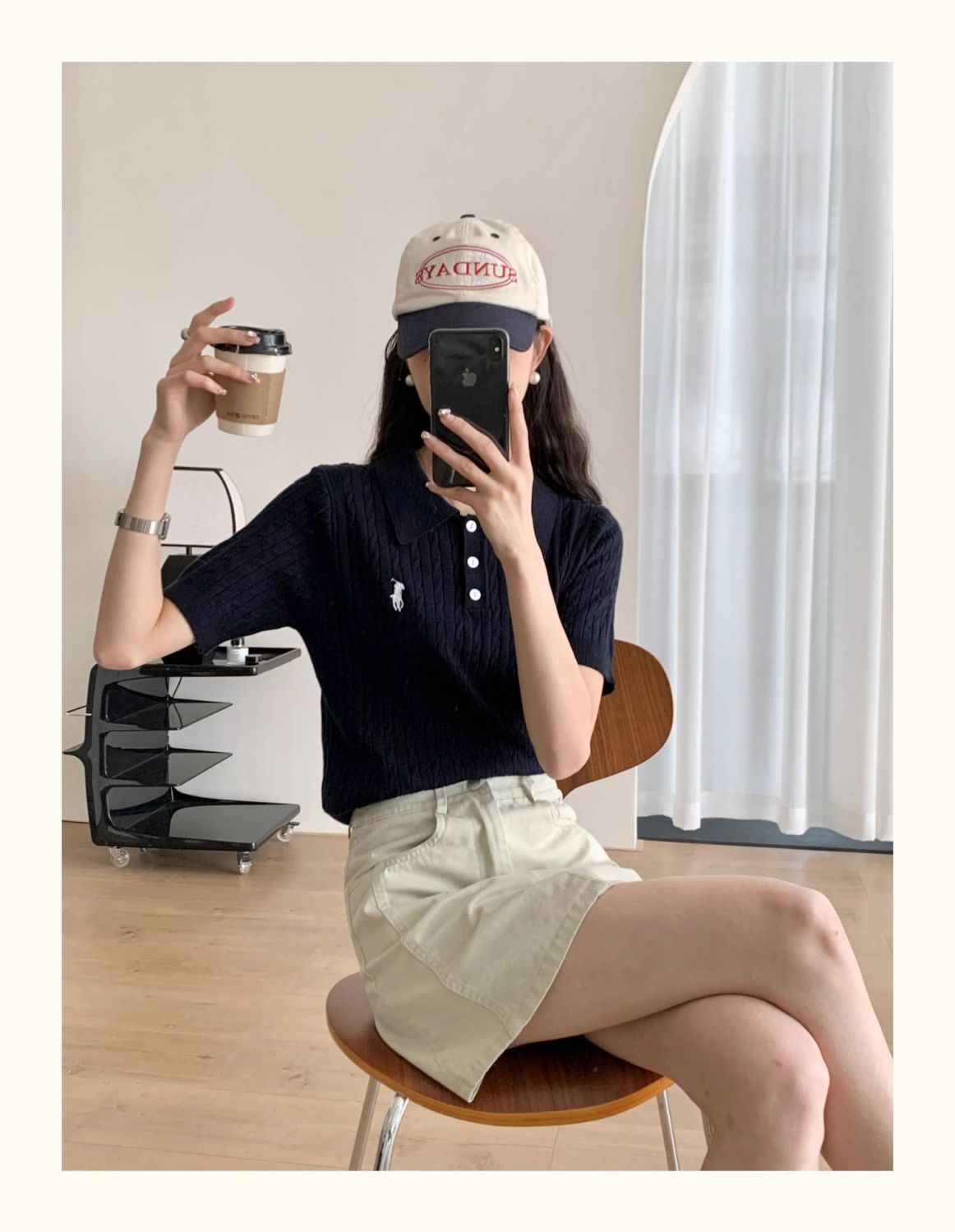 Spring and Summer Polo Neck Knitted Sweater Women's Pony Embroidered Slim Sleeve Short Sleeve T-Shirt Bottom Shirt Vintage Twist Top - Negative Apparel