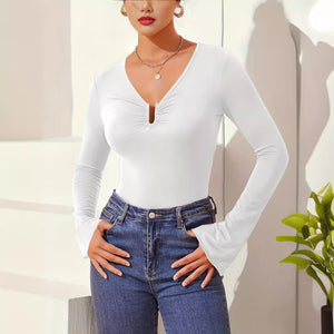 Spring new fashion solid color slim fashion bottom T-shirt long sleeve shirt - Negative Apparel