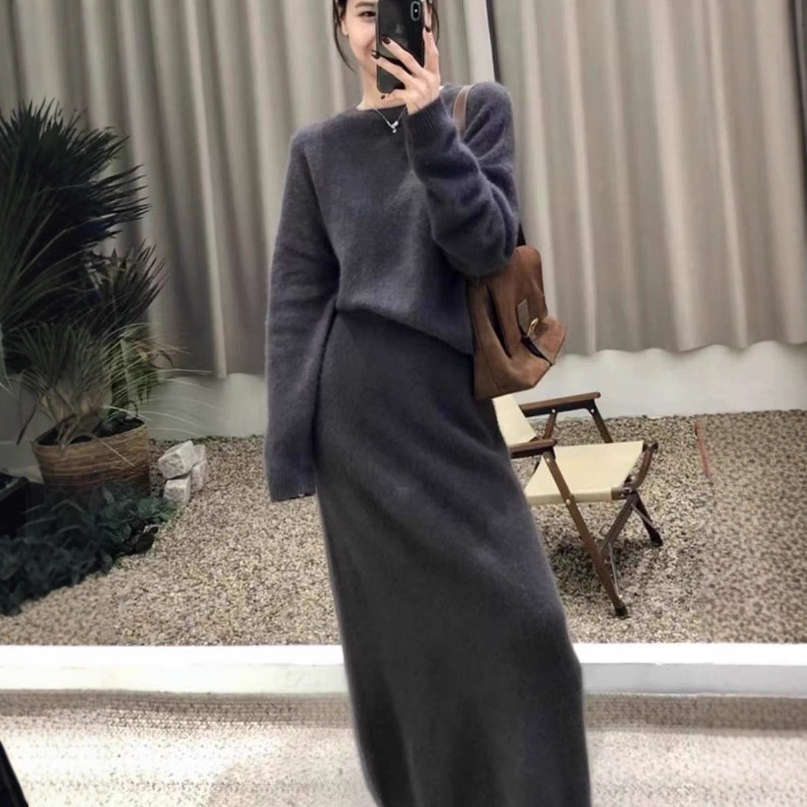 Straight skirt + sweater two - piece set - Negative Apparel