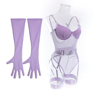 Straps stitching slim fit with gloves three - piece lingerie - Negative Apparel