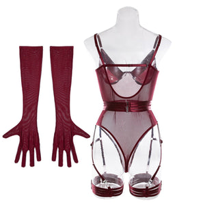 Straps stitching slim fit with gloves three - piece lingerie - Negative Apparel