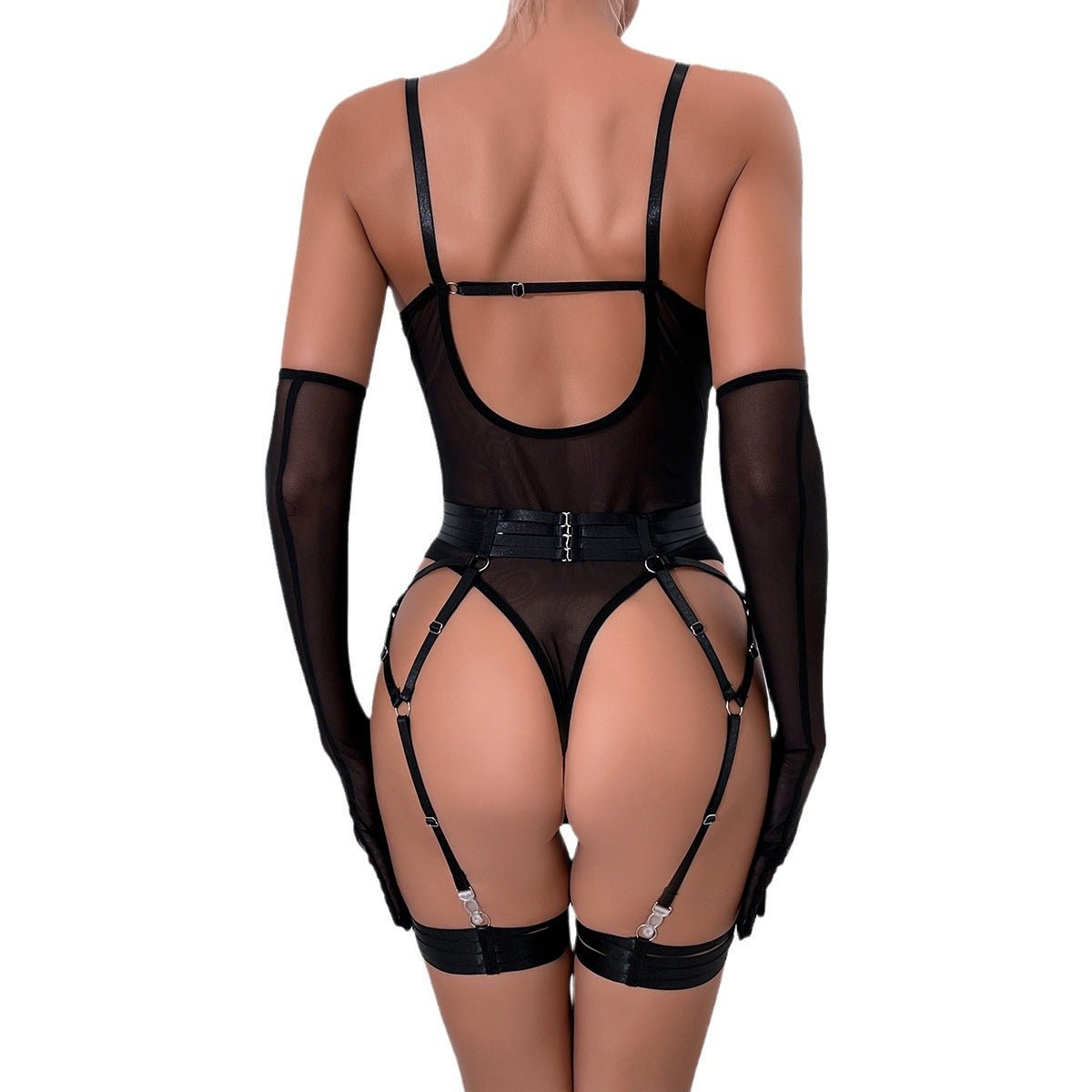 Straps stitching slim fit with gloves three - piece lingerie - Negative Apparel