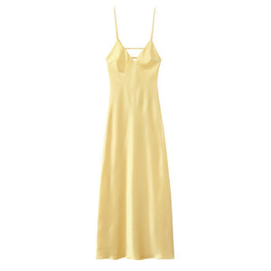 💛 Street Style High Waist Suspender Dress for Women | Solid Color Summer Midi Dress – Polyester | Part No. CY61336 - Negative Apparel
