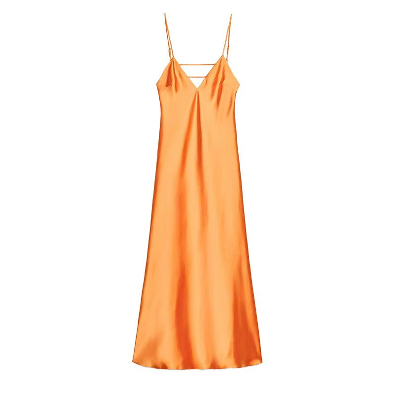 💛 Street Style High Waist Suspender Dress for Women | Solid Color Summer Midi Dress – Polyester | Part No. CY61336 - Negative Apparel