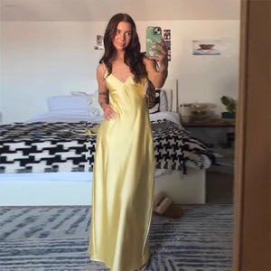 💛 Street Style High Waist Suspender Dress for Women | Solid Color Summer Midi Dress – Polyester | Part No. CY61336 - Negative Apparel