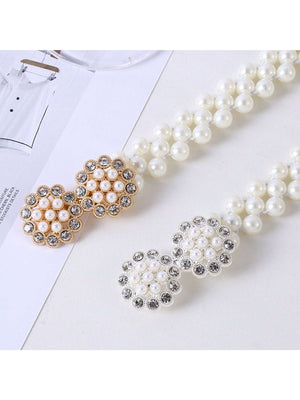 Stretch Pearl Belt Adjustable Rhinestones - Negative Apparel