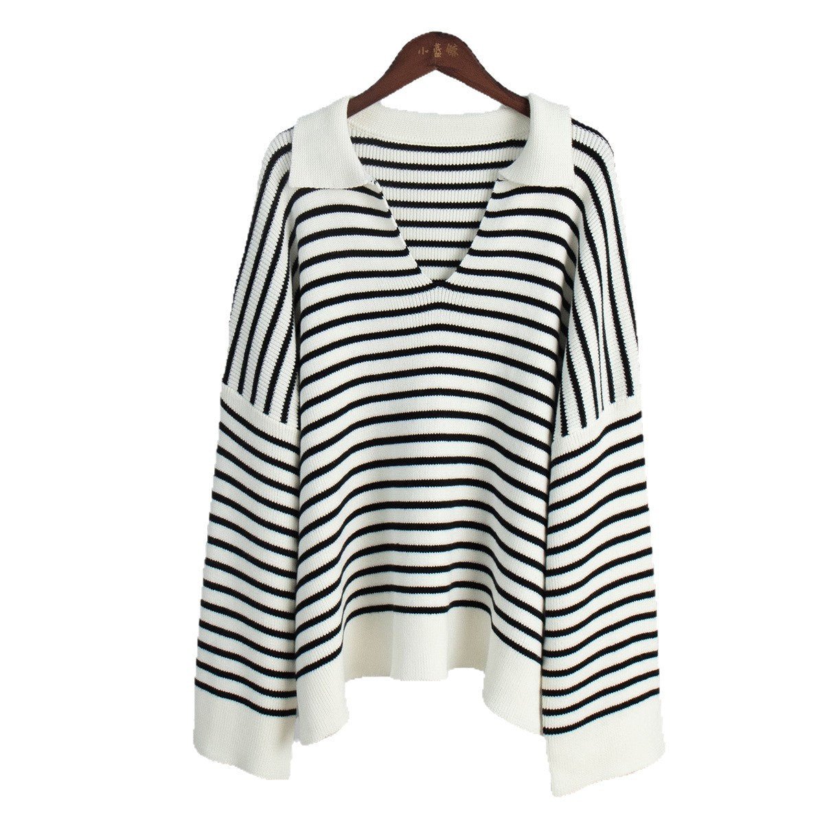 Striped Polo Knit Sweater for Women | Loose Fit Casual Pullover | Acrylic Cotton Blend | Korean Style Top | Summer 2025 Fashion - Negative Apparel