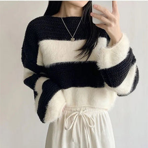 Striped short body sweater - Negative Apparel